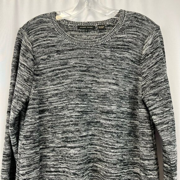 Jeanne Pierre Womens Tunic Sweater Black White Marled Long Sleeve Pockets L - Picture 2 of 9